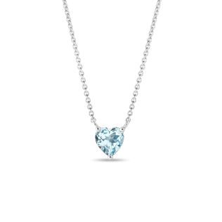 HEART-SHAPED SKY TOPAZ PENDANT IN WHITE GOLD - TOPAZ NECKLACES - NECKLACES