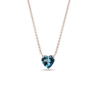 HEART-SHAPED LONDON TOPAZ PENDANT IN ROSE GOLD - TOPAZ NECKLACES - NECKLACES