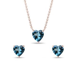 LONDON TOPAZ HEART EARRING AND NECKLACE SET - GEMSTONE SETS - FINE JEWELRY