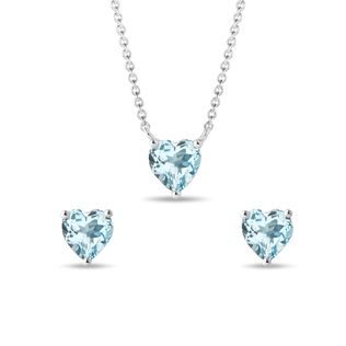 TOPAZ HEART EARRINGS AND NECKLACE SET - GEMSTONE SETS - FINE JEWELRY