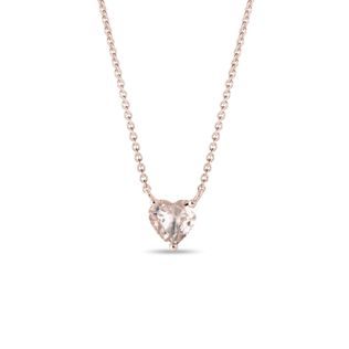 MORGANITE HEART NECKLACE IN ROSE GOLD - MORGANITE NECKLACES - NECKLACES