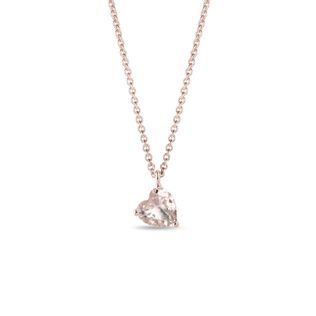 HEART-SHAPED MORGANITE PENDANT IN ROSE GOLD - MORGANITE NECKLACES - NECKLACES