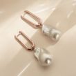ROSE GOLD OVAL EARRINGS WITH BAROQUE PEARLS - PEARL EARRINGS - PEARL JEWELRY